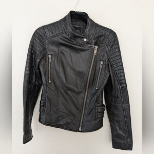 Barney's Originals Biker Jacket Size 8, Black
